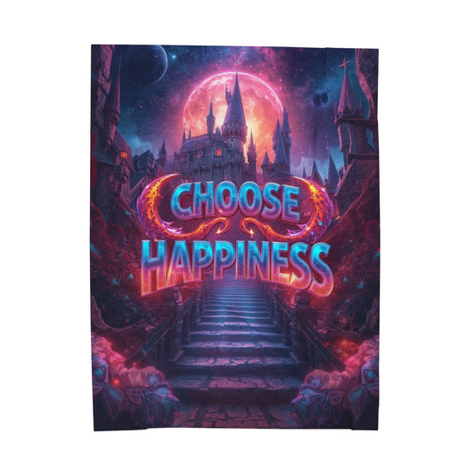 Choose Happiness Velveteen Plush Blanket