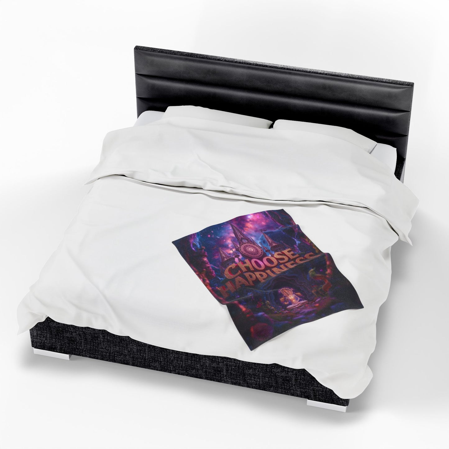 Choose Happiness Velveteen Plush Blanket