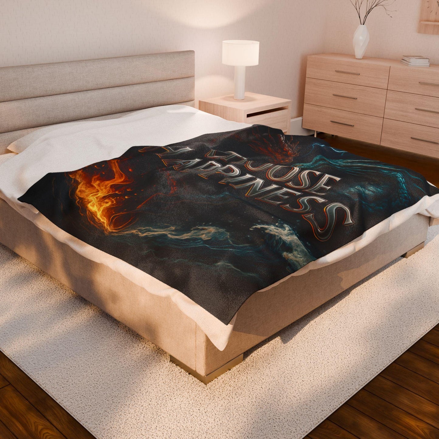 Choose Happiness dragons | fire and ice dragon art velveteen plush blanket