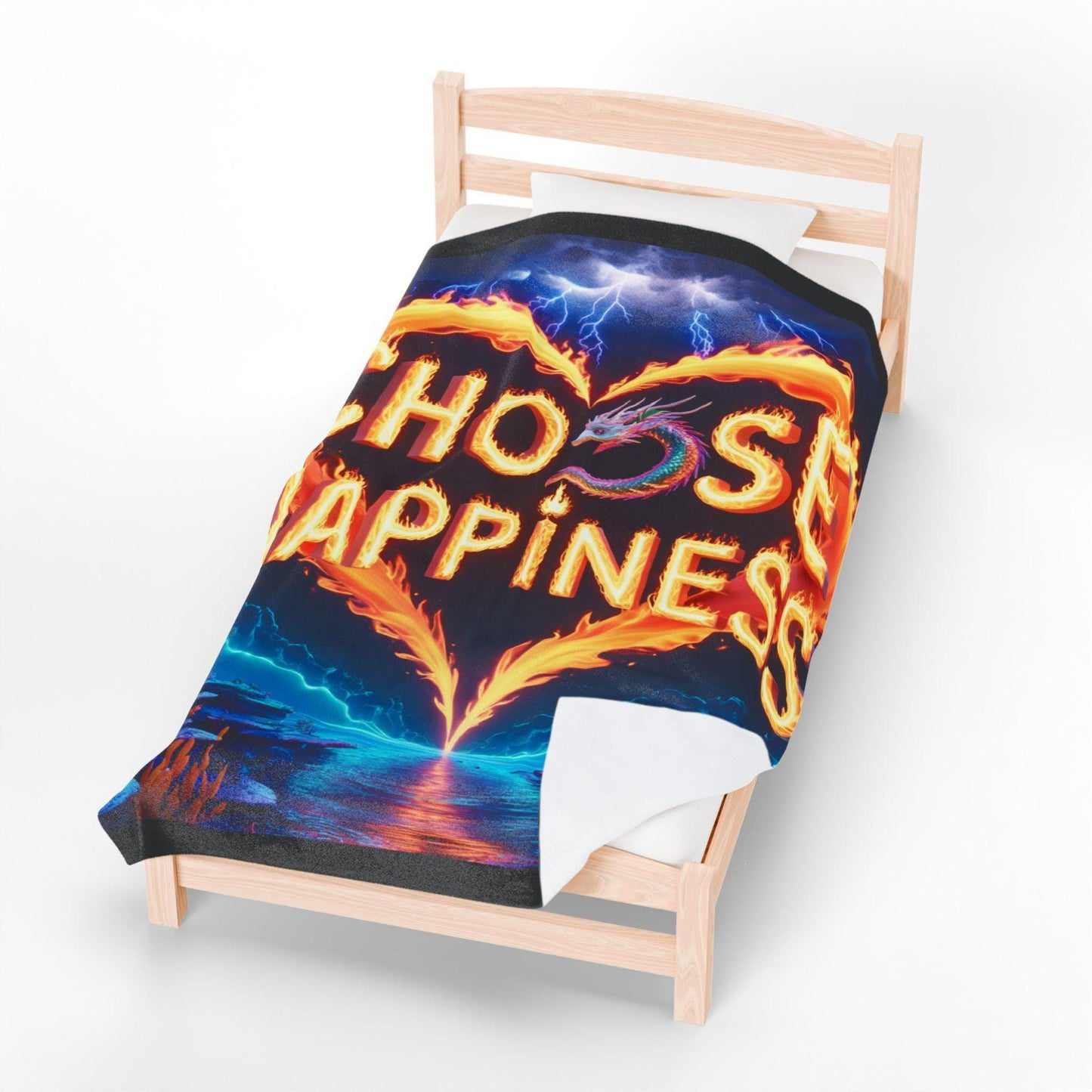 Velveteen Plush Blanket, Choose Happiness, Cozy Throw, Positive Vibes Home Decor, Gift Idea