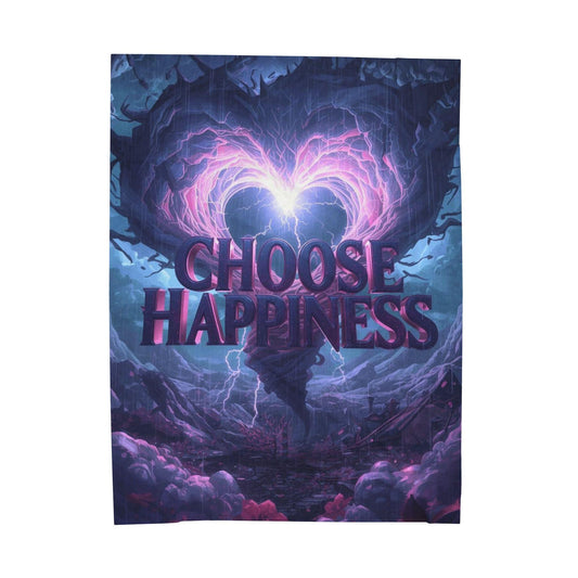 Choose Happiness Velveteen Plush Blanket | Inspirational Quote Throw