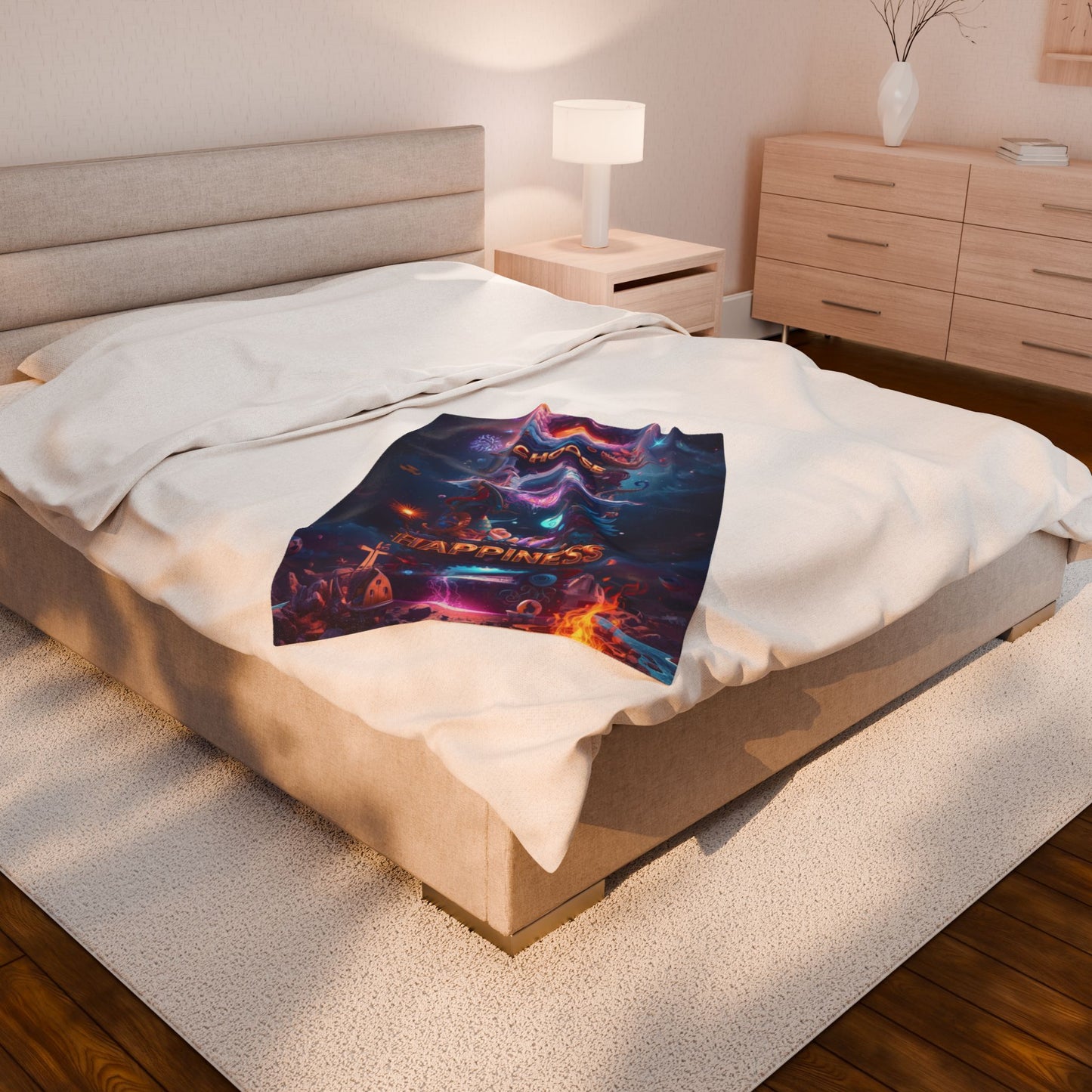 Choose Happiness Velveteen Plush Blanket