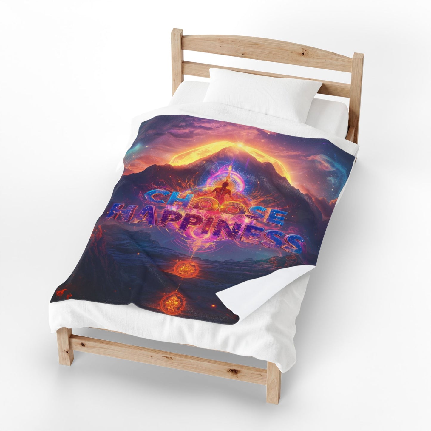 Choose Happiness Velveteen Plush Blanket Fleece Throw