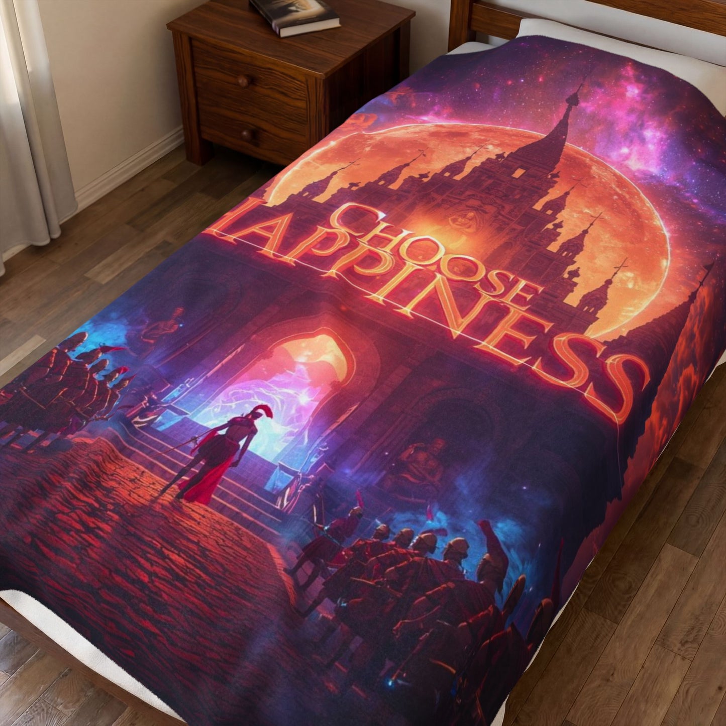 Choose Happiness Velveteen Plush Blanket Throw