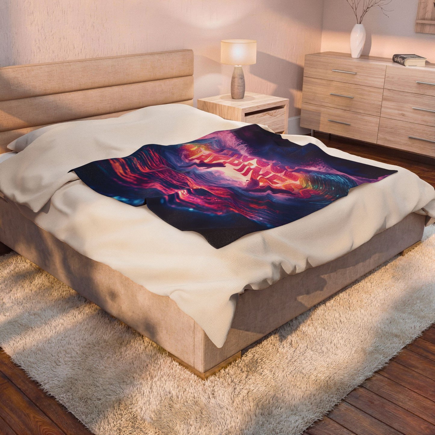 Velveteen Plush Blanket  Choose Happiness Throw