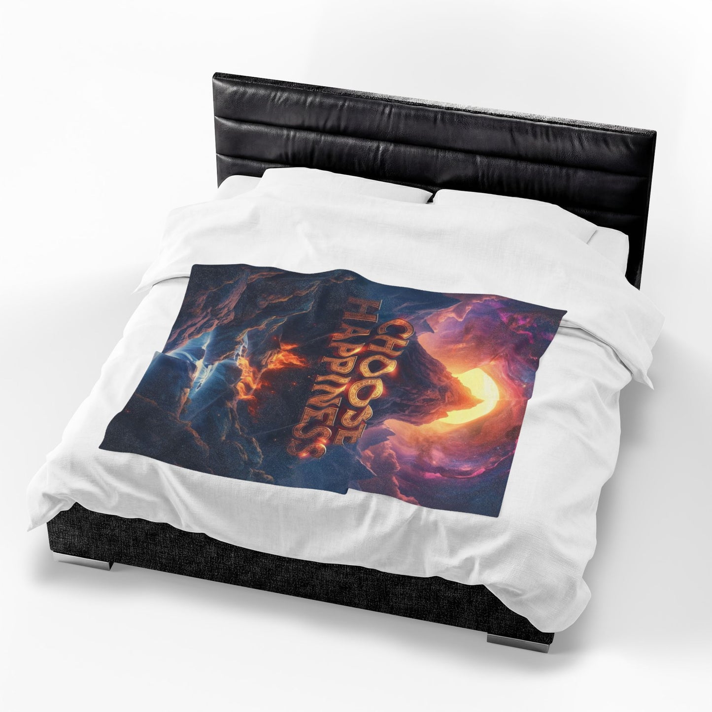Choose Happiness Velveteen Plush Blanket Cozy Throw