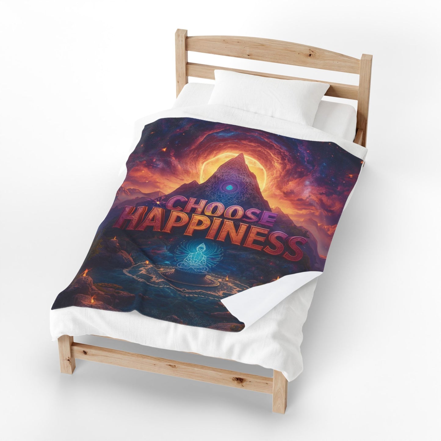 Choose Happiness Velveteen Plush Blanket Throw