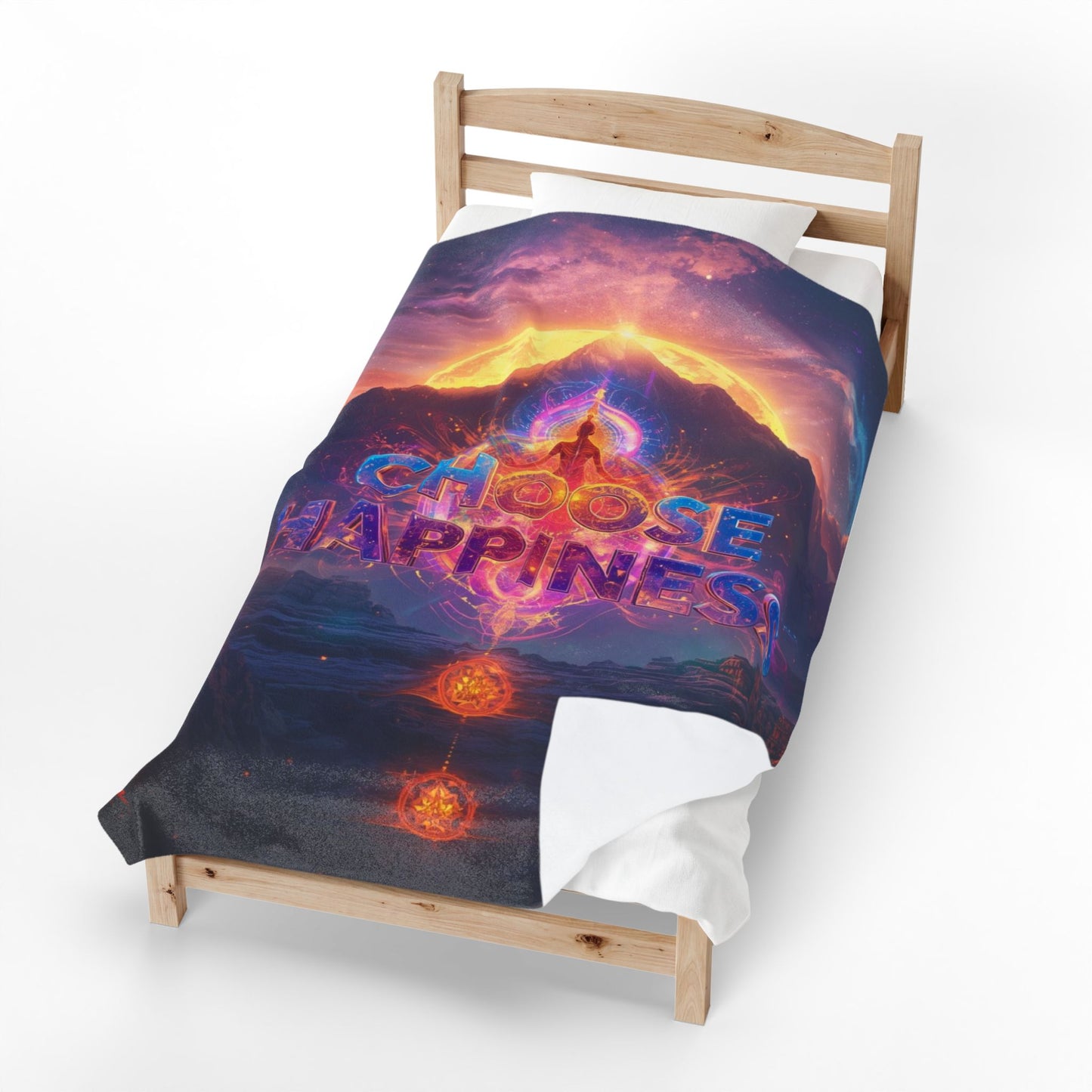 Choose Happiness Velveteen Plush Blanket Fleece Throw