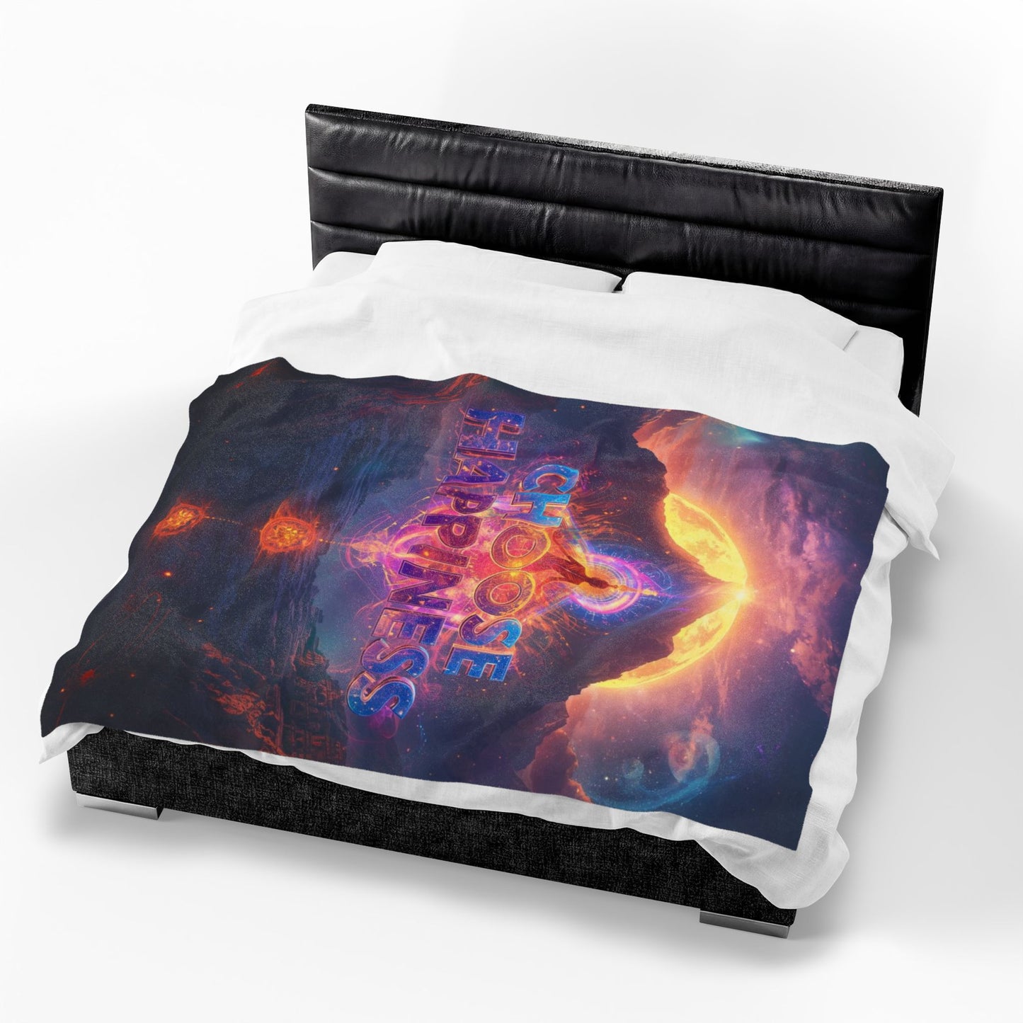 Choose Happiness Velveteen Plush Blanket Fleece Throw