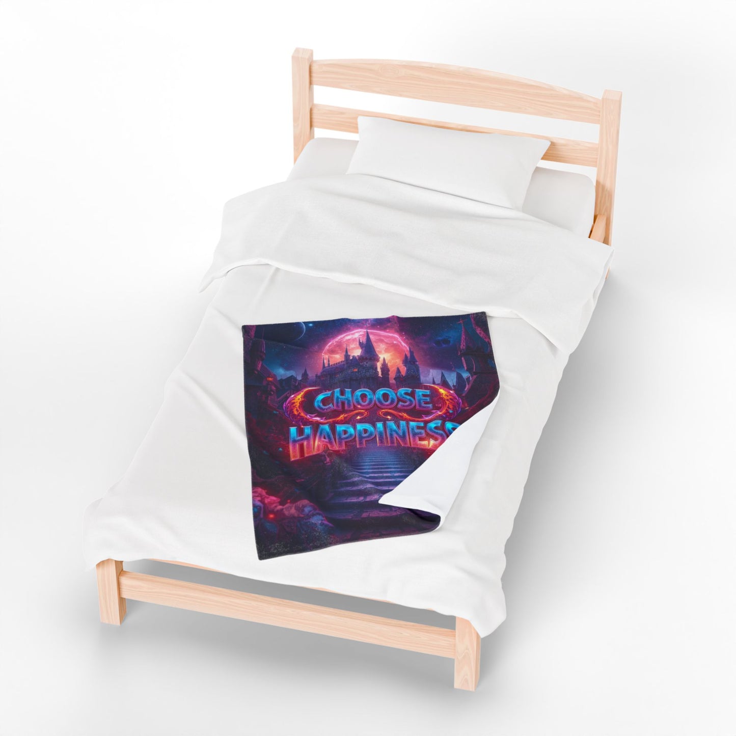 Choose Happiness Velveteen Plush Blanket