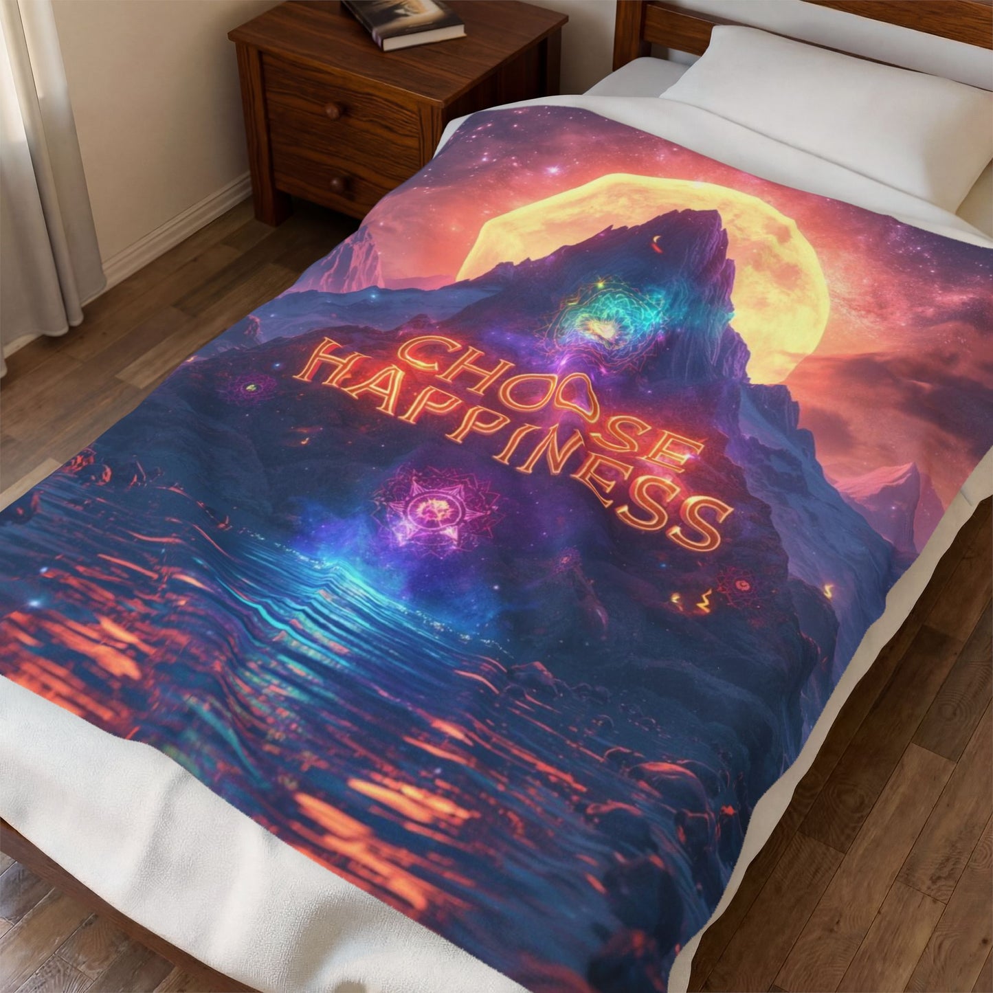 Choose Happiness Velveteen Plush Blanket Throw