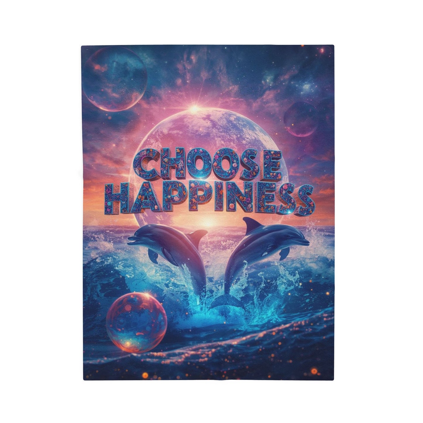 Choose Happiness Velveteen Plush Blanket Cozy Throw