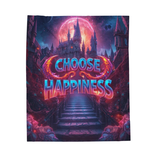 Choose Happiness Velveteen Plush Blanket