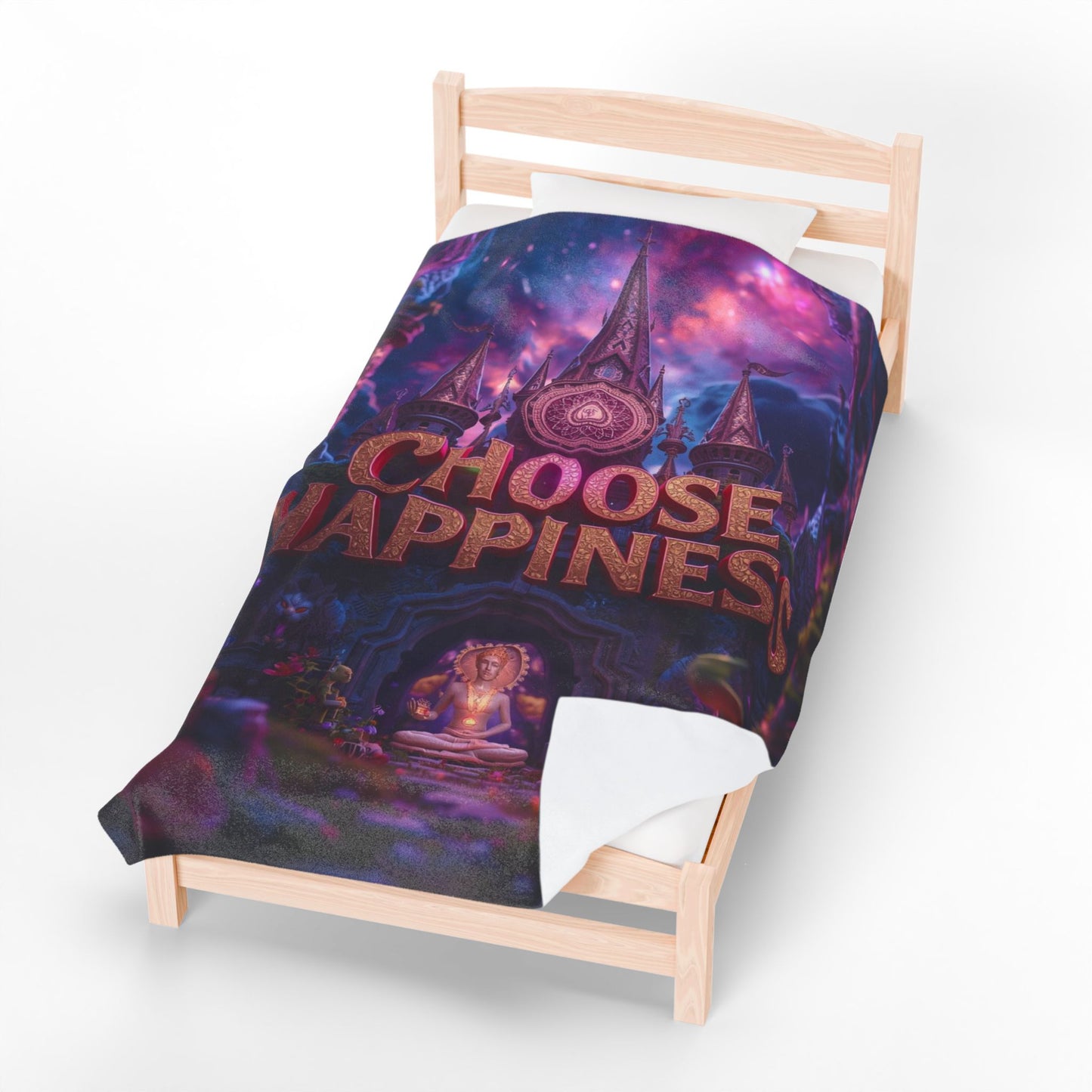 Choose Happiness Velveteen Plush Blanket