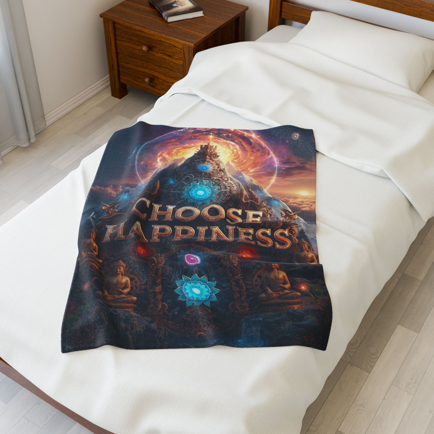 Choose Happiness Velveteen Plush Blanket