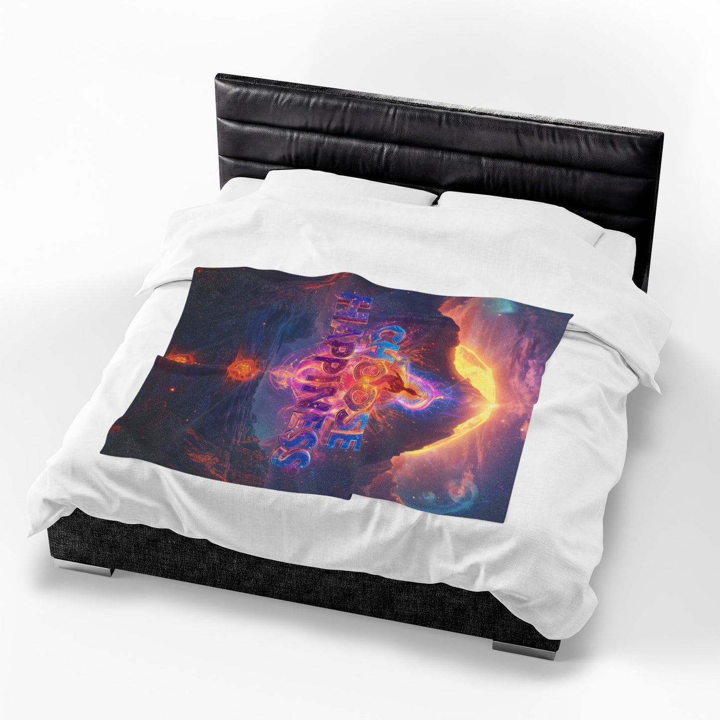 Choose Happiness Velveteen Plush Blanket Fleece Throw