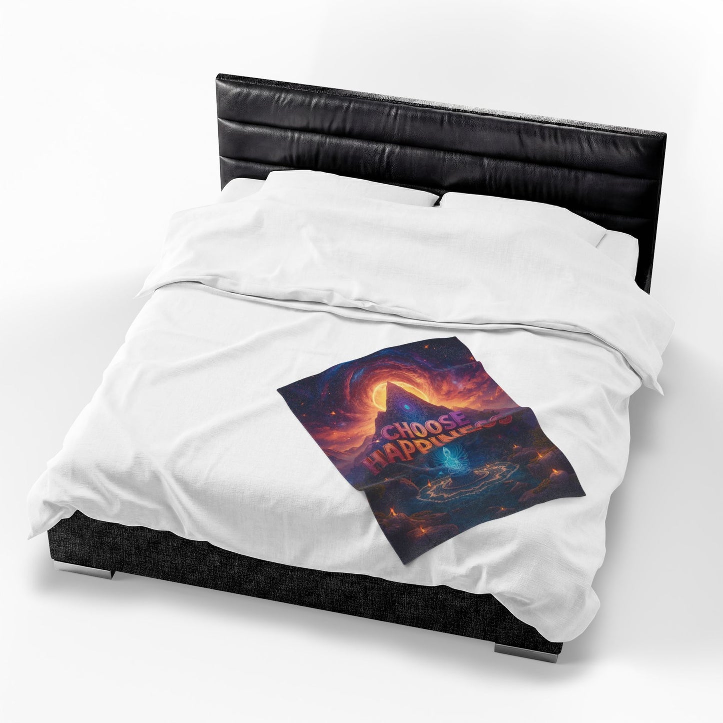 Choose Happiness Velveteen Plush Blanket Throw