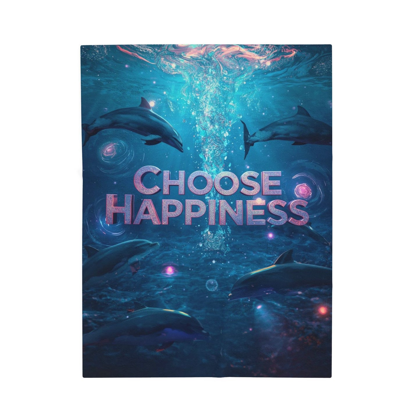 Choose Happiness Velveteen Plush Blanket  Cozy Throw