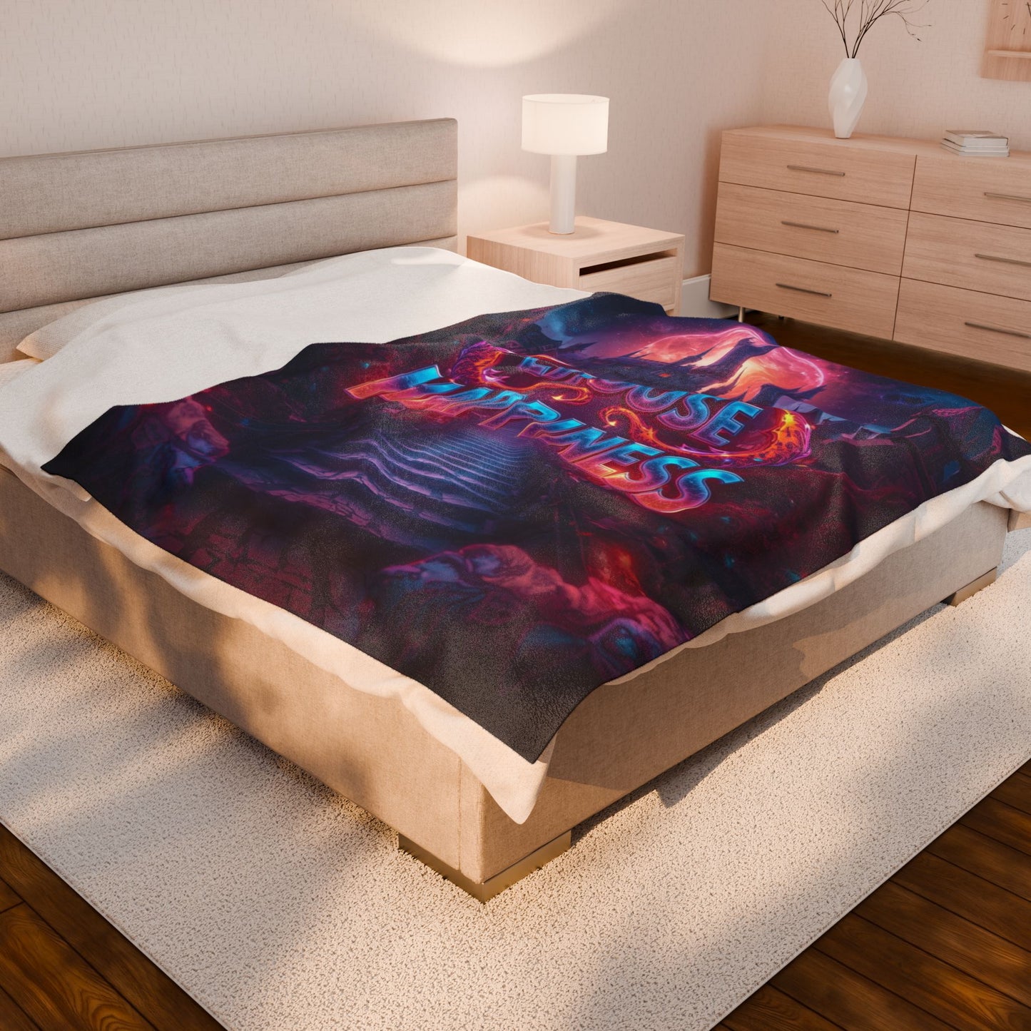 Choose Happiness Velveteen Plush Blanket