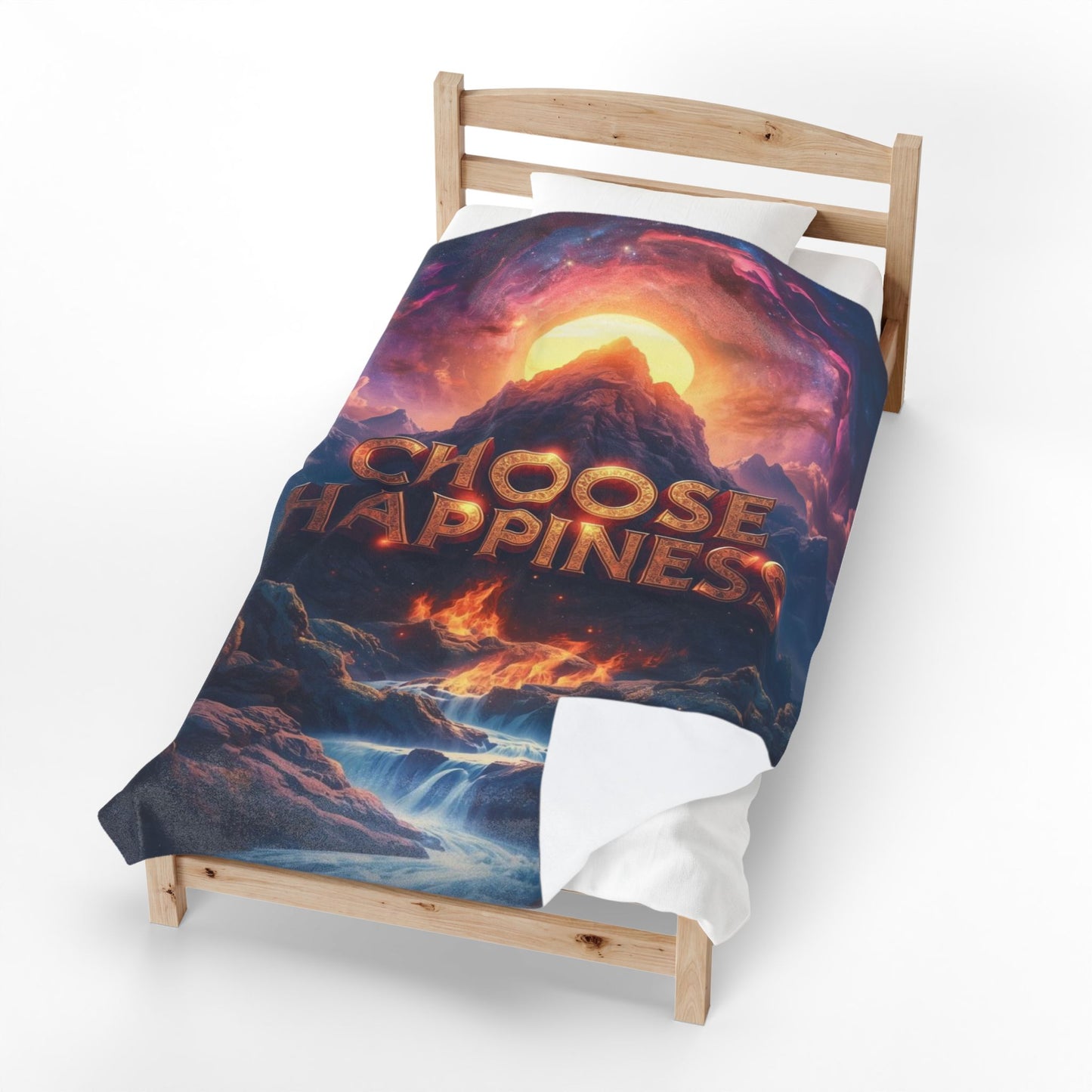 Choose Happiness Velveteen Plush Blanket Cozy Throw