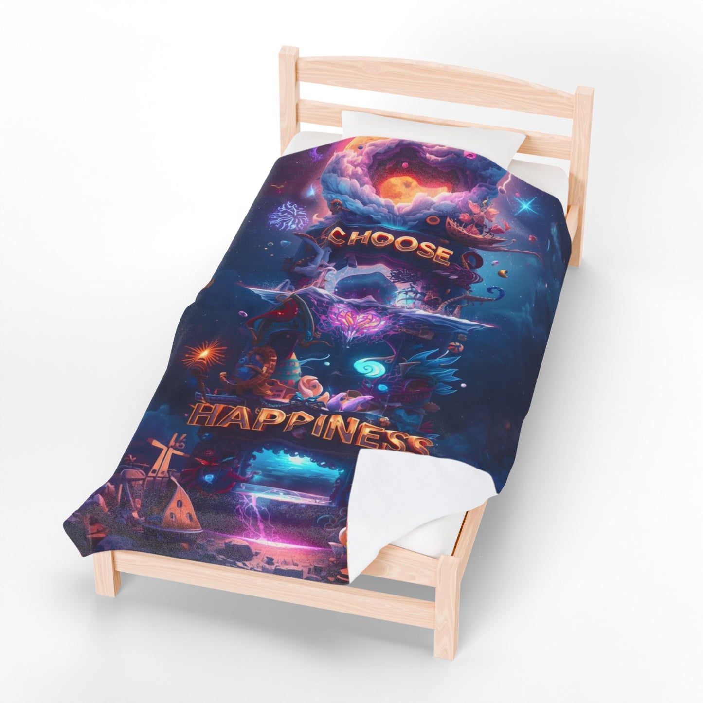 Choose Happiness Velveteen Plush Blanket