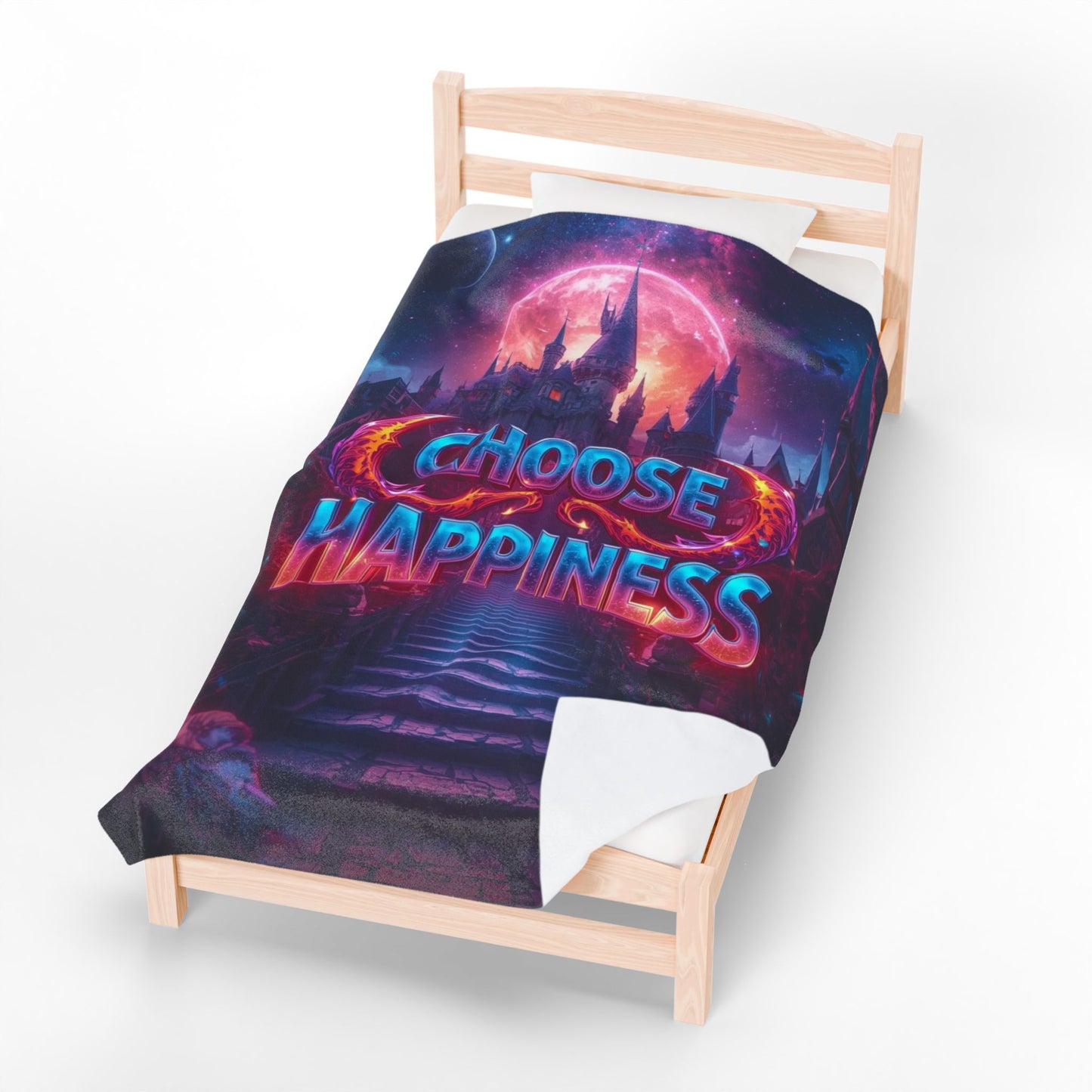 Choose Happiness Velveteen Plush Blanket