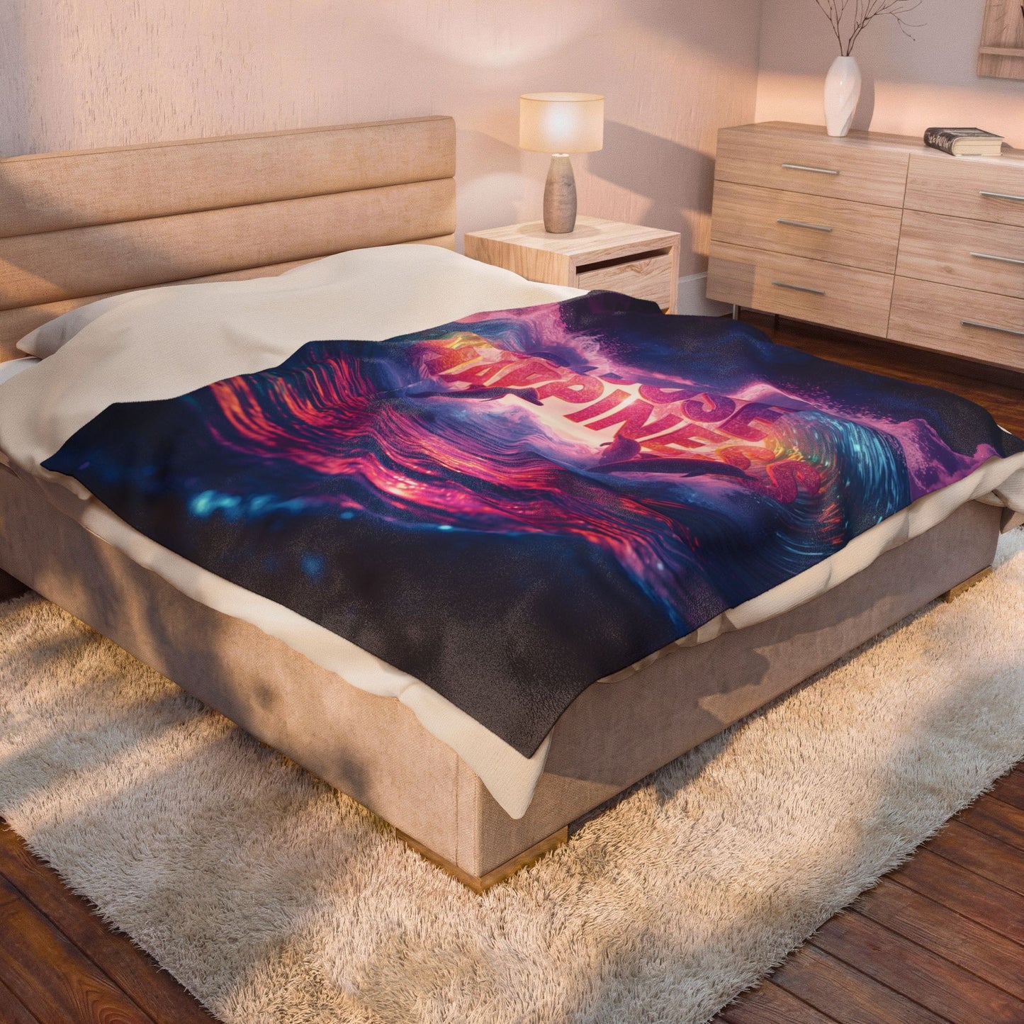 Velveteen Plush Blanket  Choose Happiness Throw