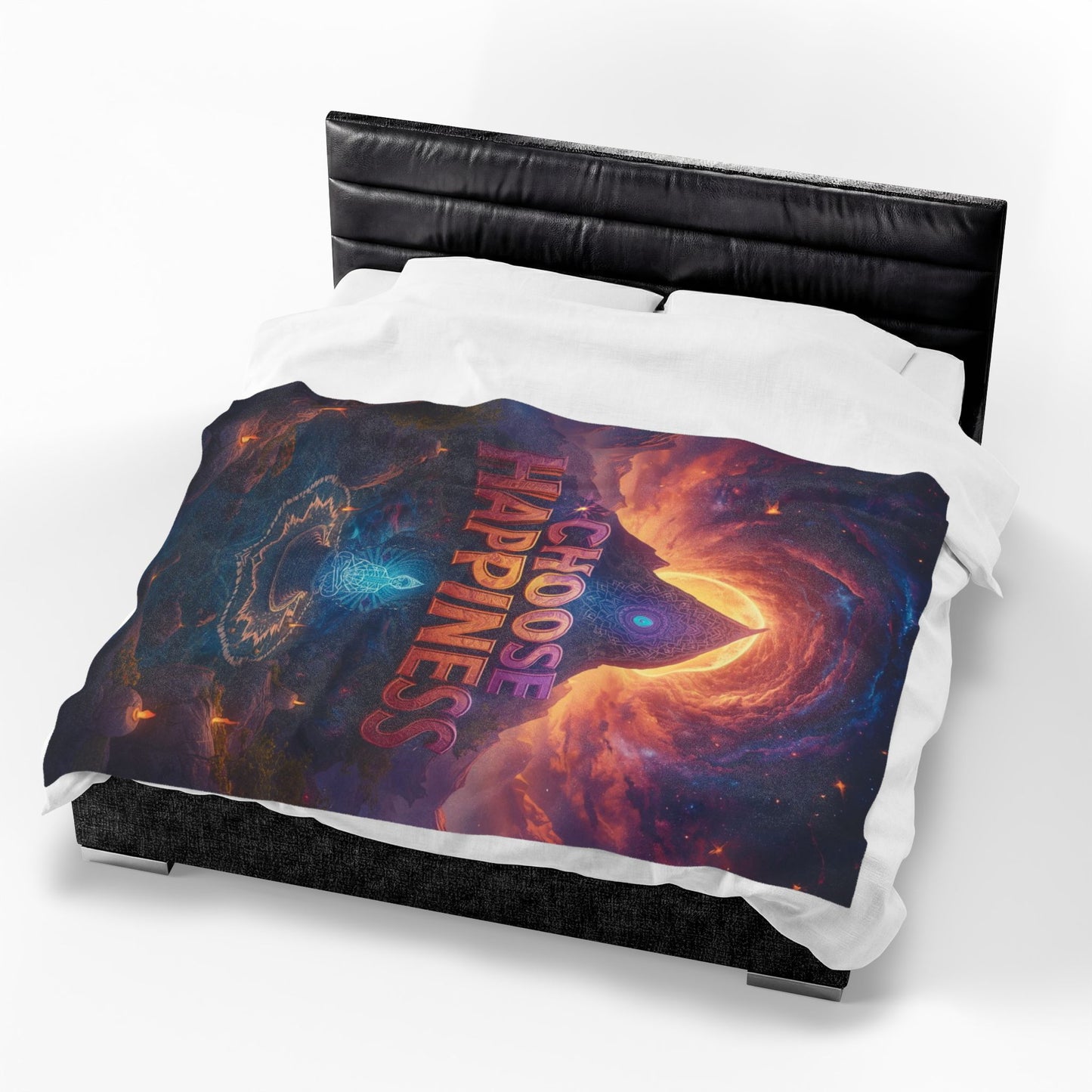 Choose Happiness Velveteen Plush Blanket Throw