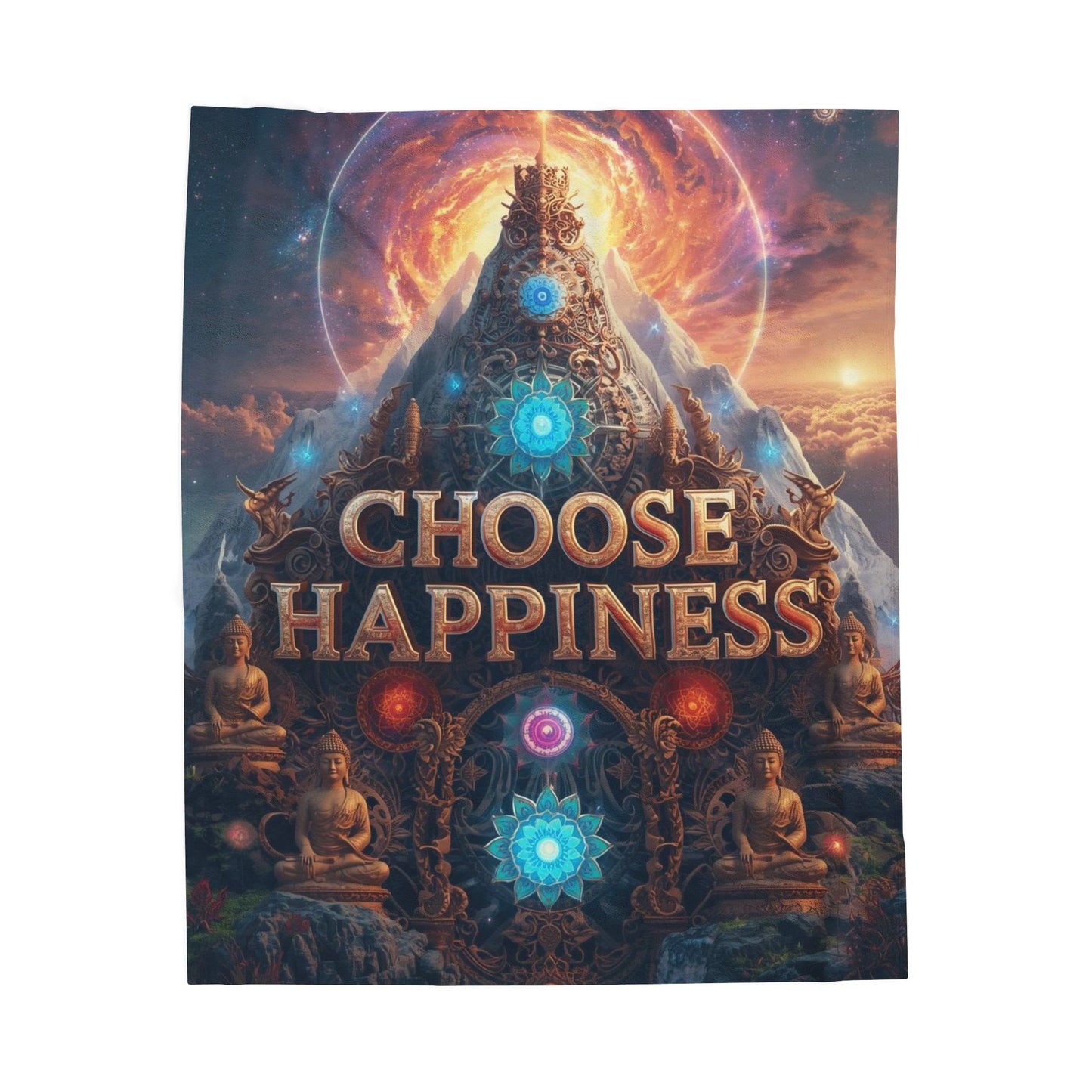 Choose Happiness Velveteen Plush Blanket