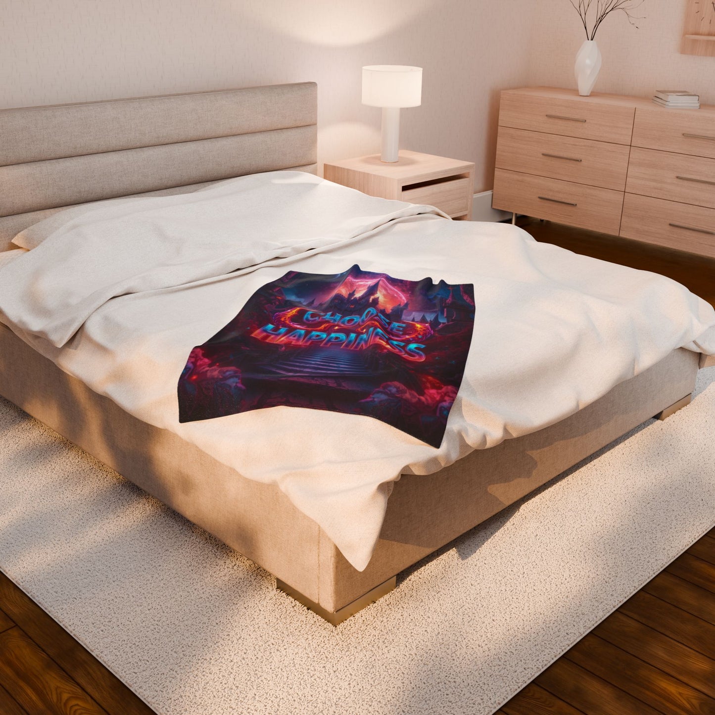 Choose Happiness Velveteen Plush Blanket