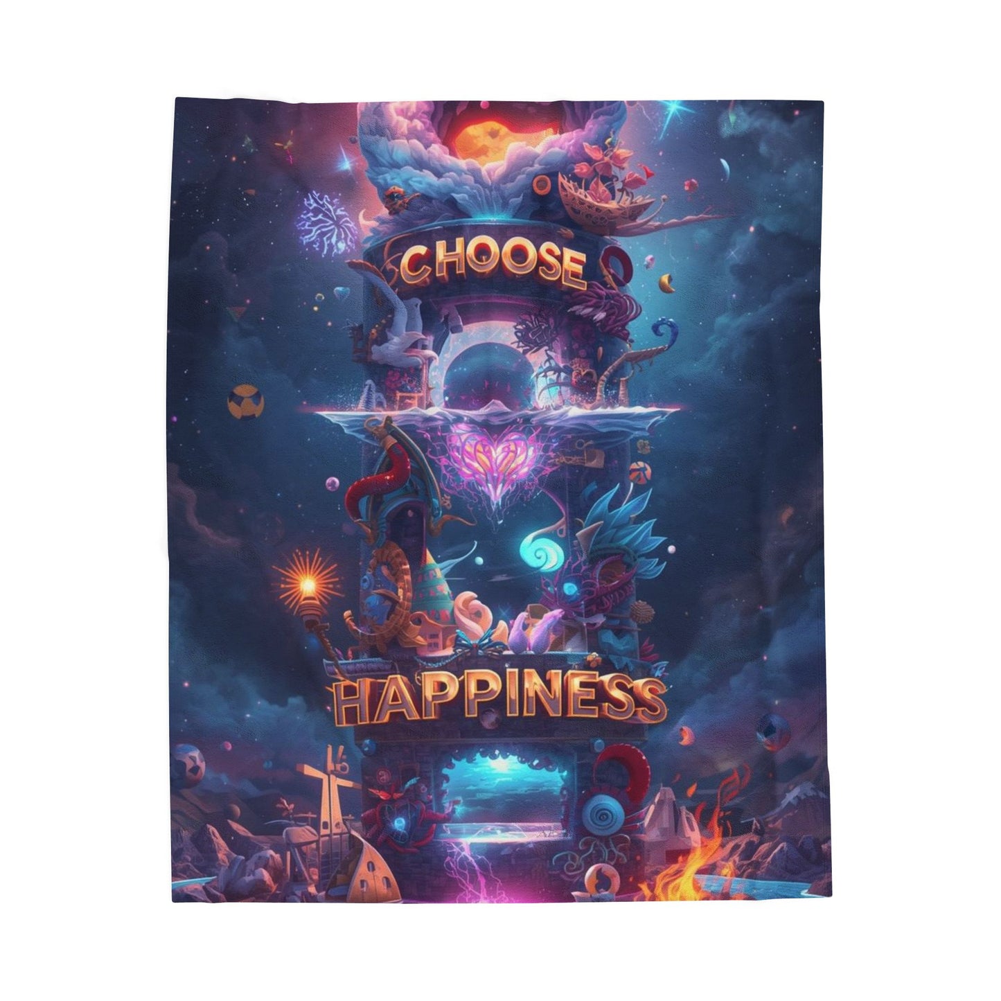 Choose Happiness Velveteen Plush Blanket