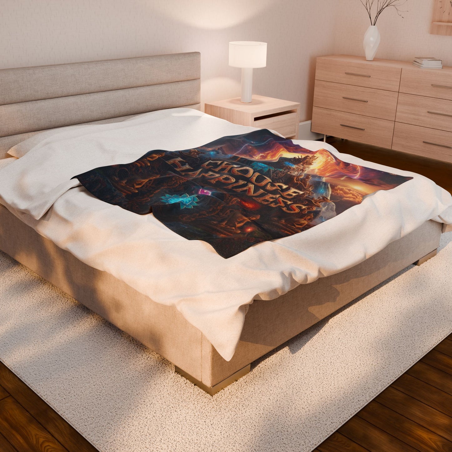 Choose Happiness Velveteen Plush Blanket