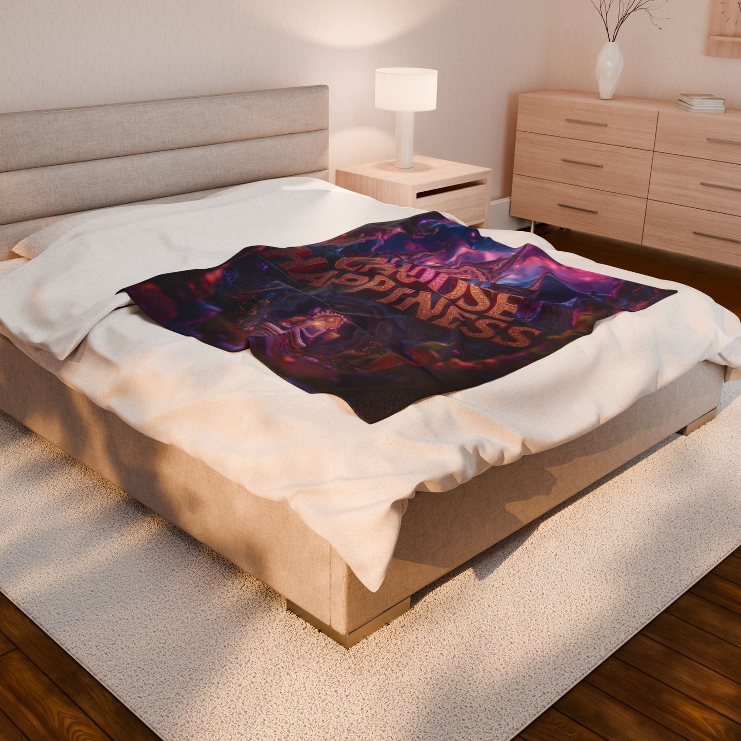 Choose Happiness Velveteen Plush Blanket