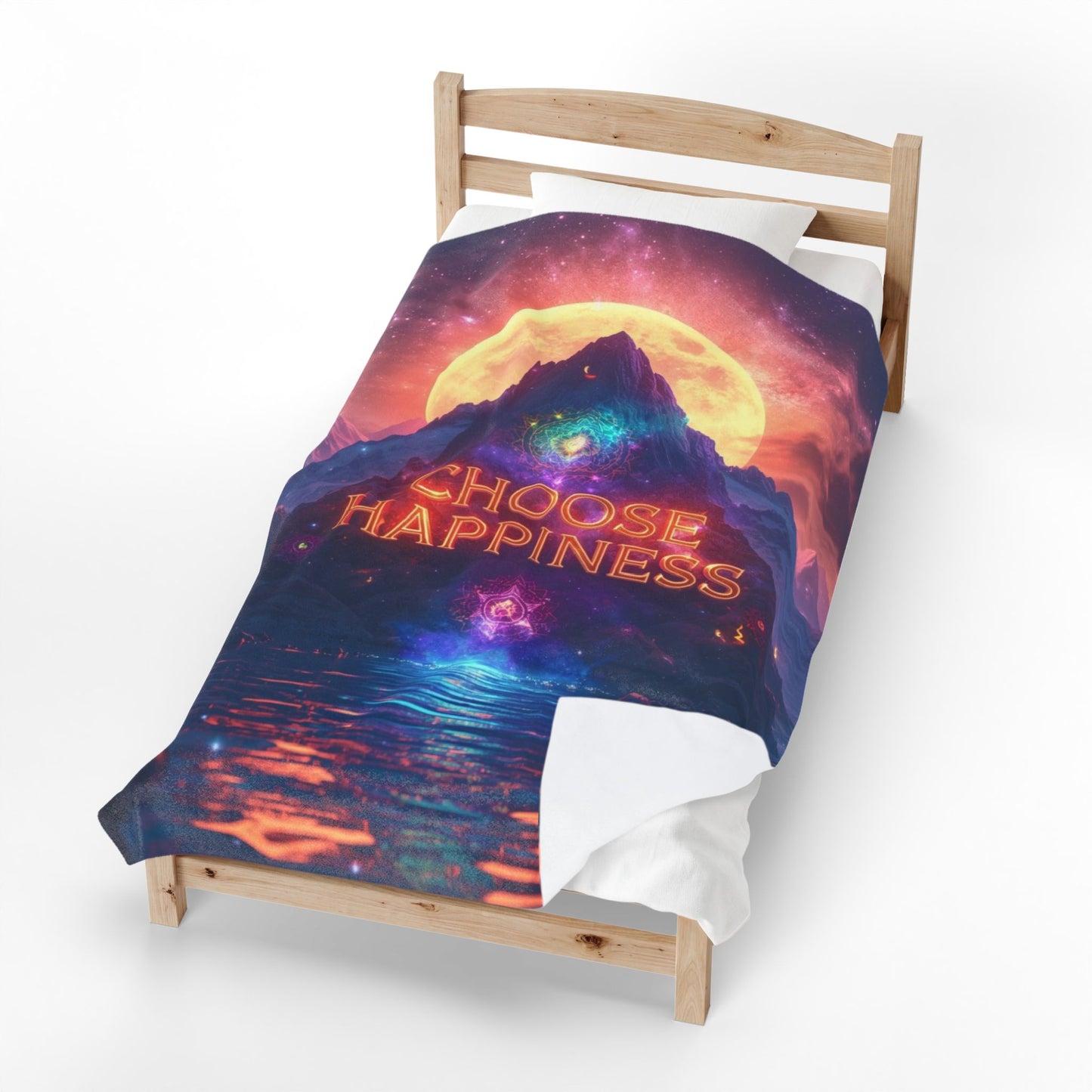 Choose Happiness Velveteen Plush Blanket Throw