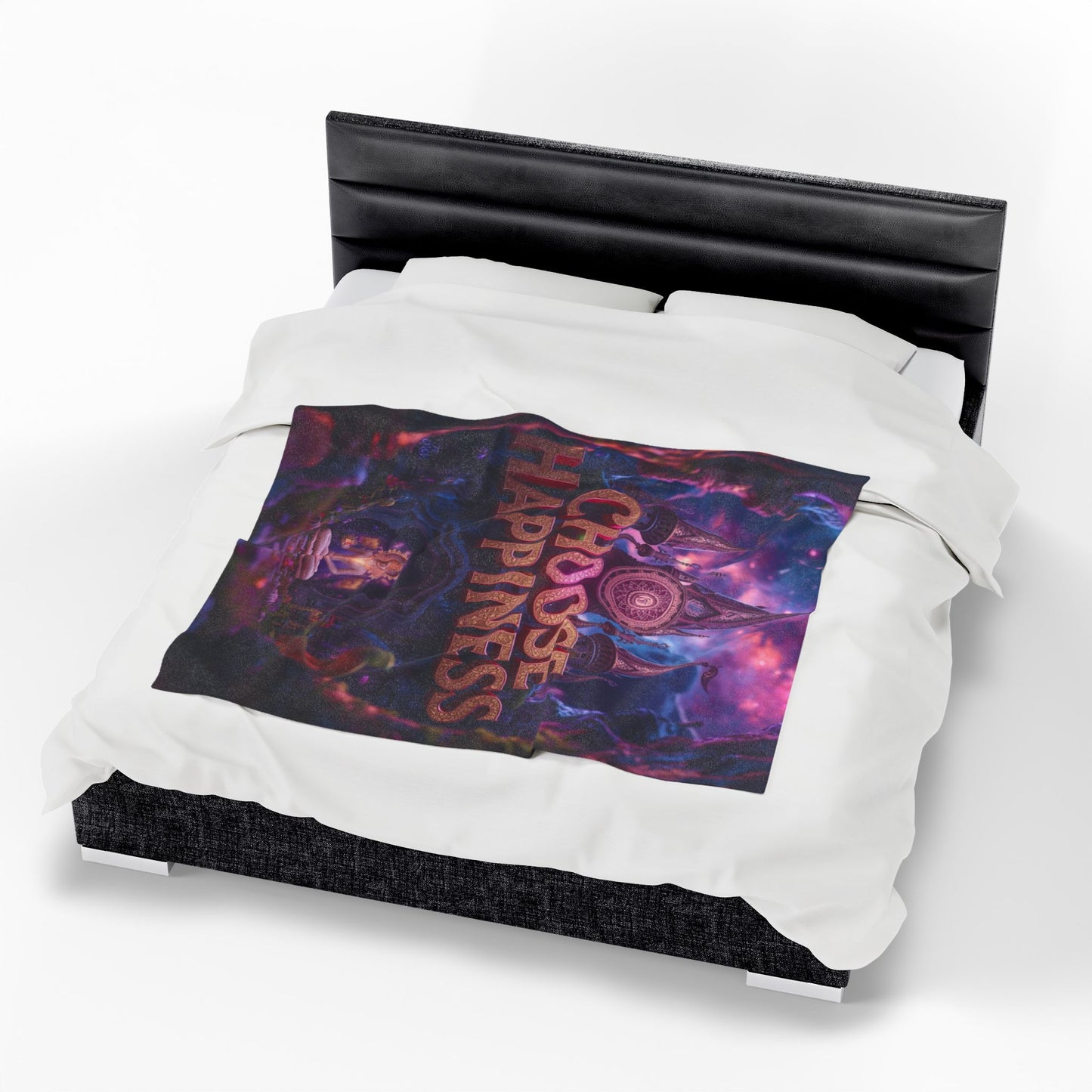 Choose Happiness Velveteen Plush Blanket