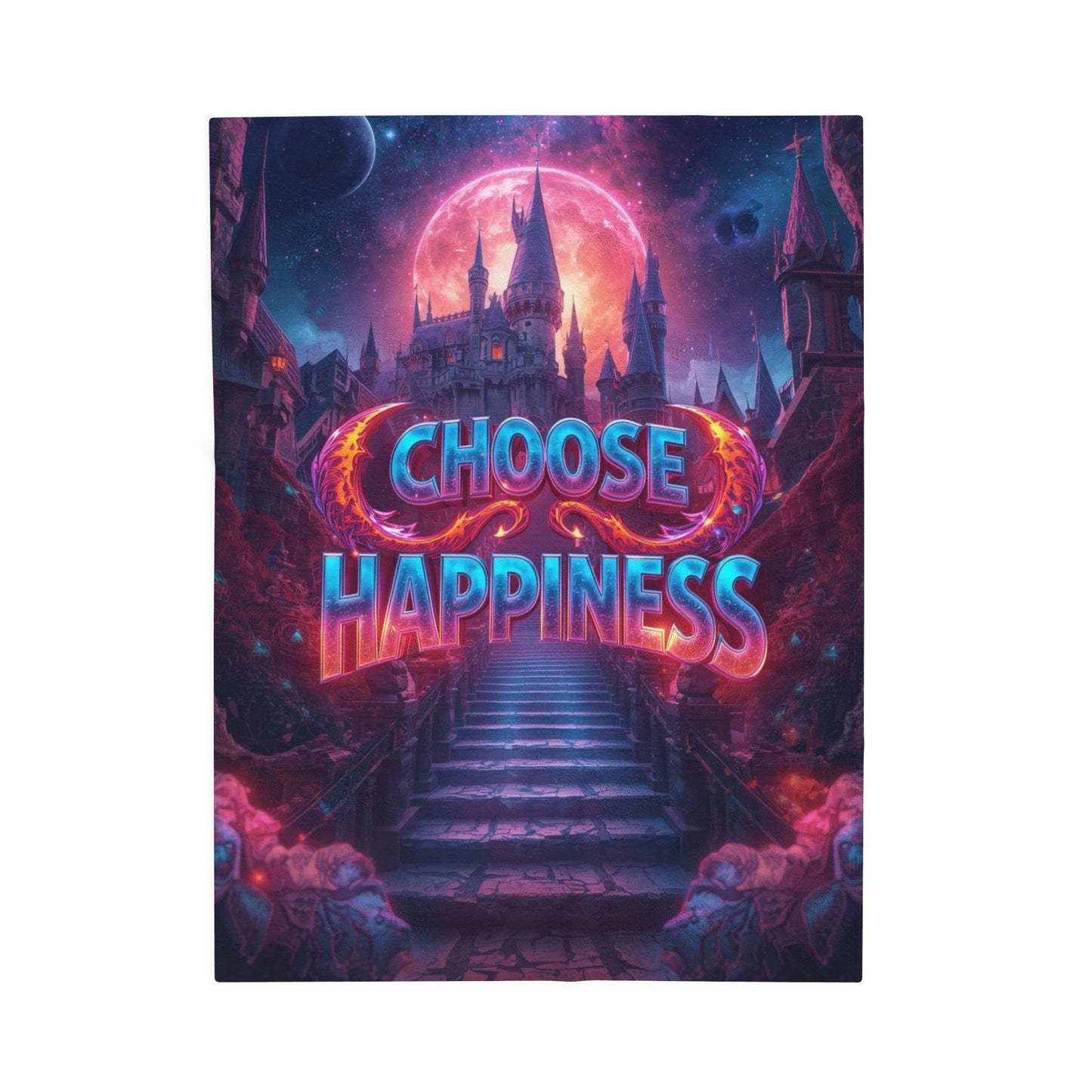 Choose Happiness Velveteen Plush Blanket