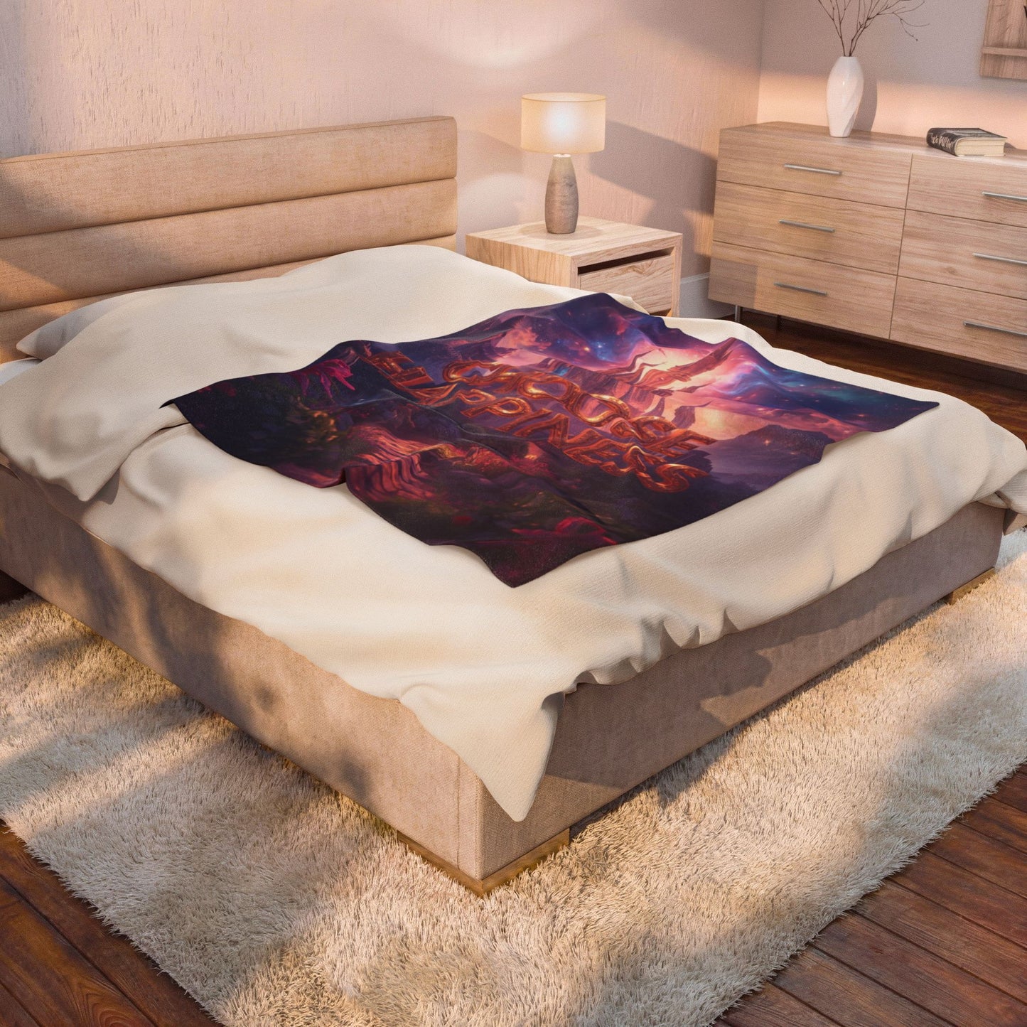 Choose Happiness Velveteen Plush Blanket Cozy Throw