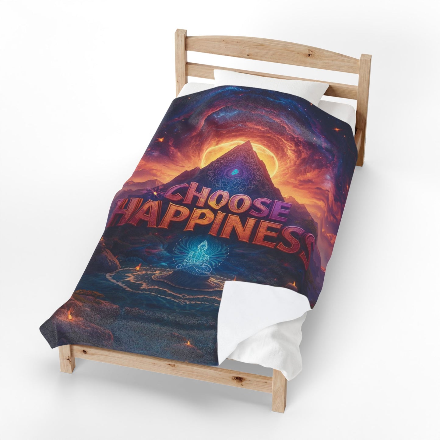 Choose Happiness Velveteen Plush Blanket Throw