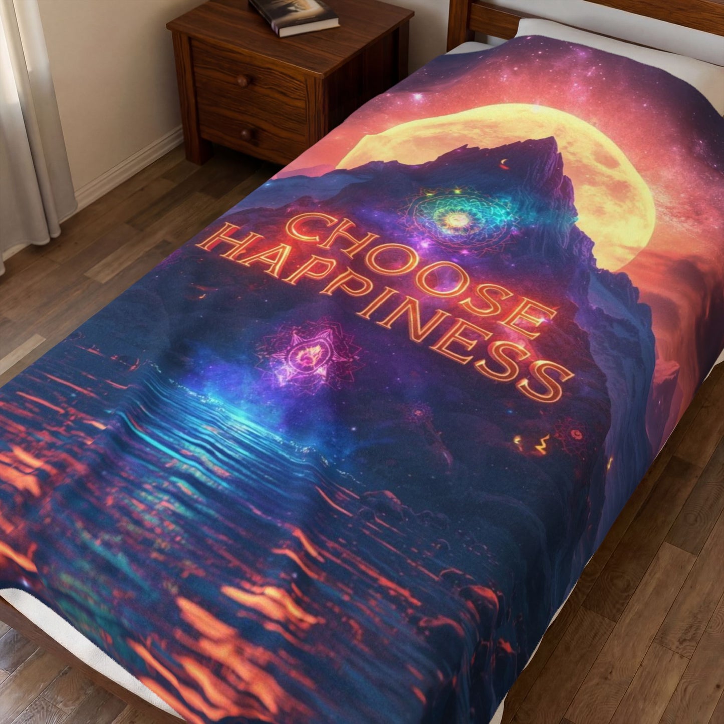 Choose Happiness Velveteen Plush Blanket Throw