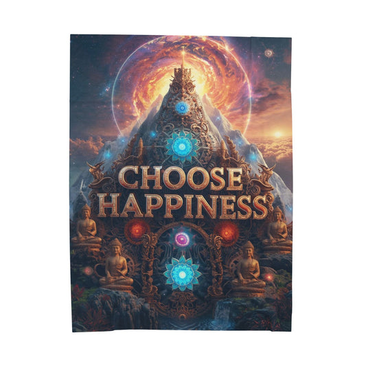 Choose Happiness Velveteen Plush Blanket