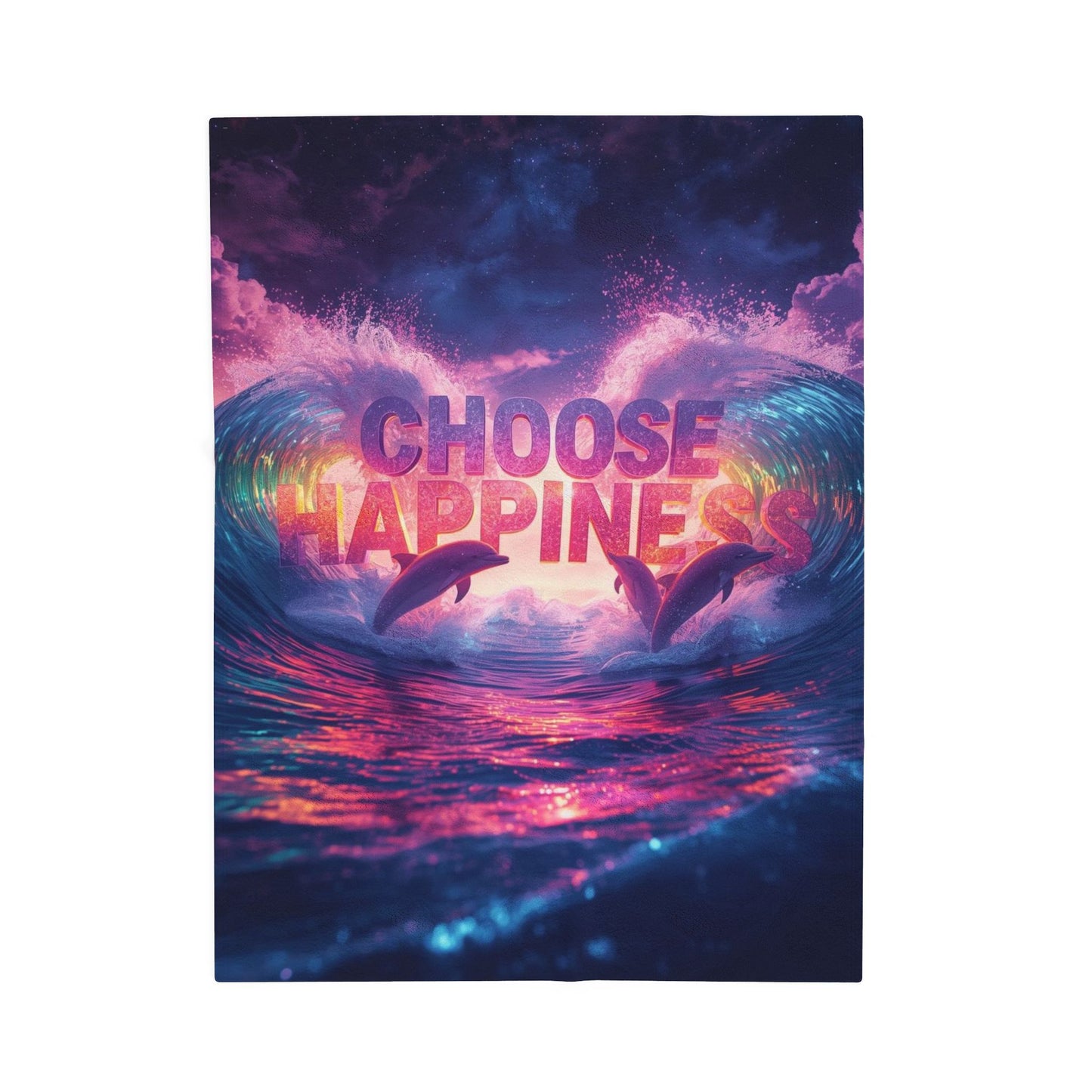 Velveteen Plush Blanket  Choose Happiness Throw