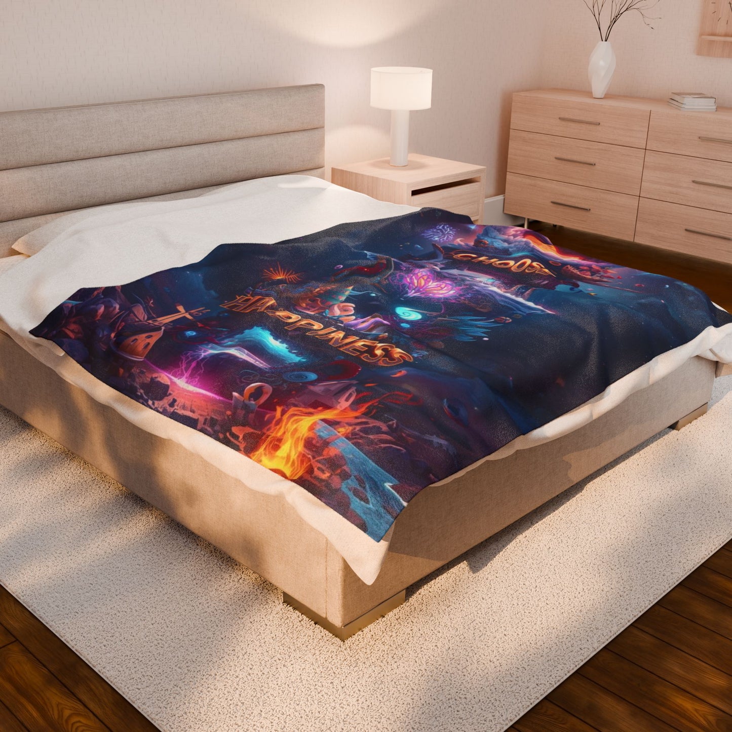 Choose Happiness Velveteen Plush Blanket
