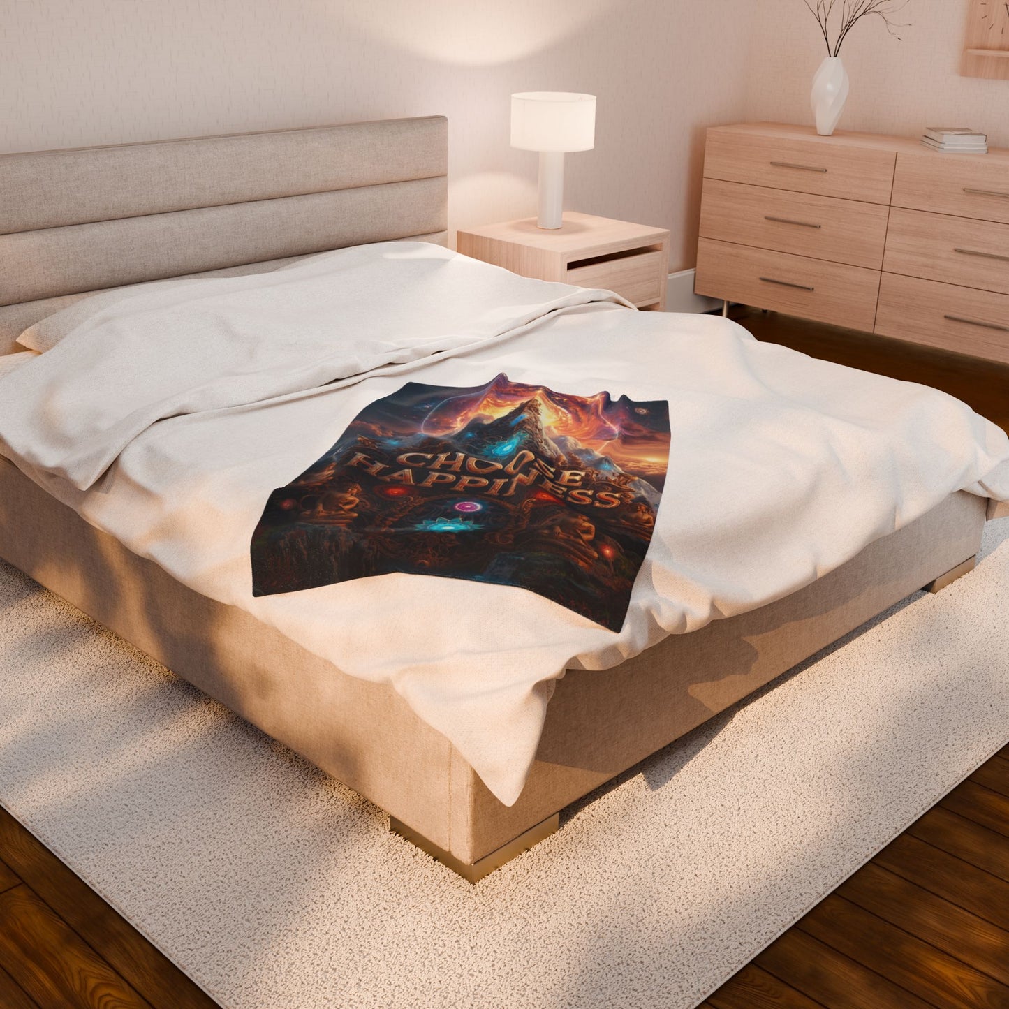 Choose Happiness Velveteen Plush Blanket