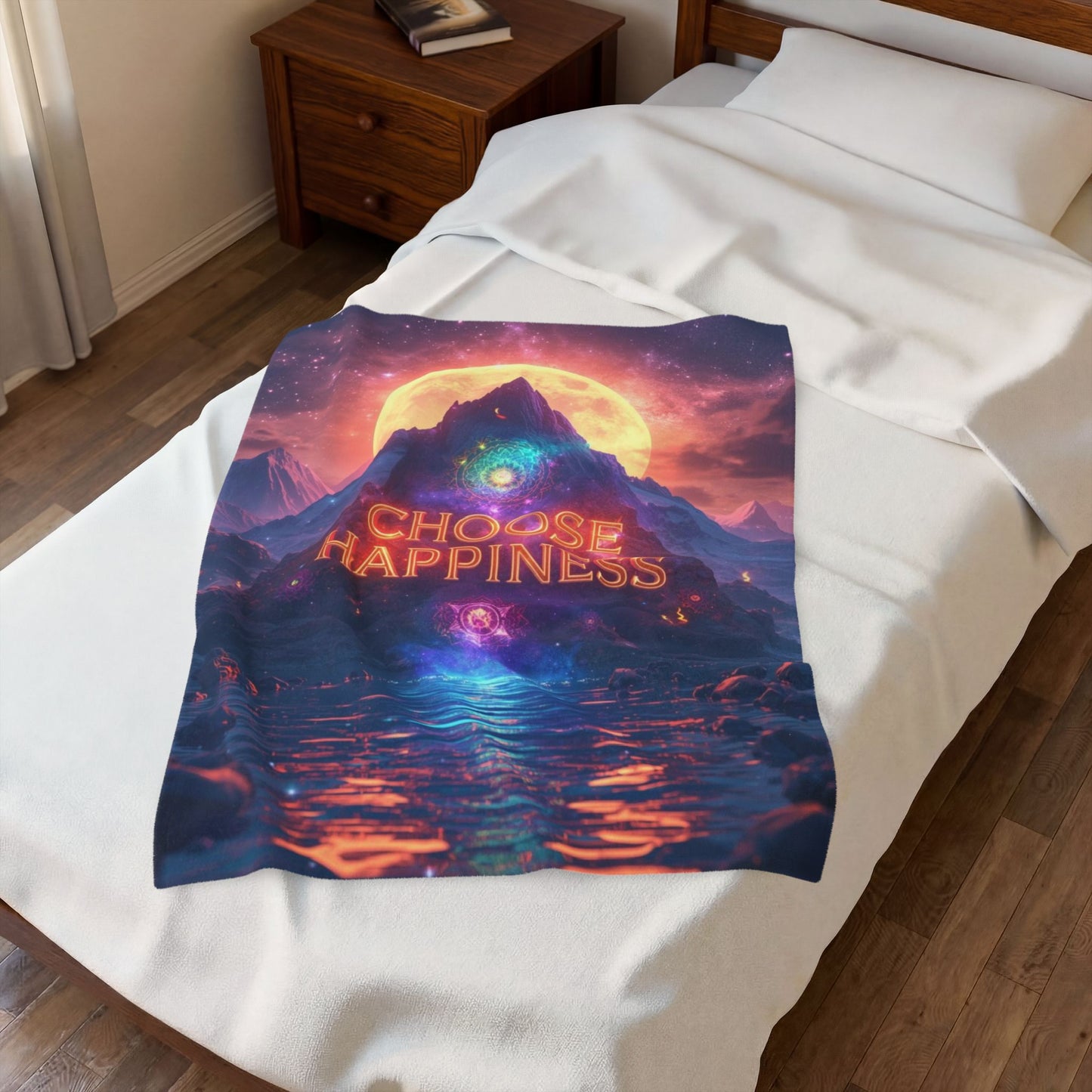 Choose Happiness Velveteen Plush Blanket Throw