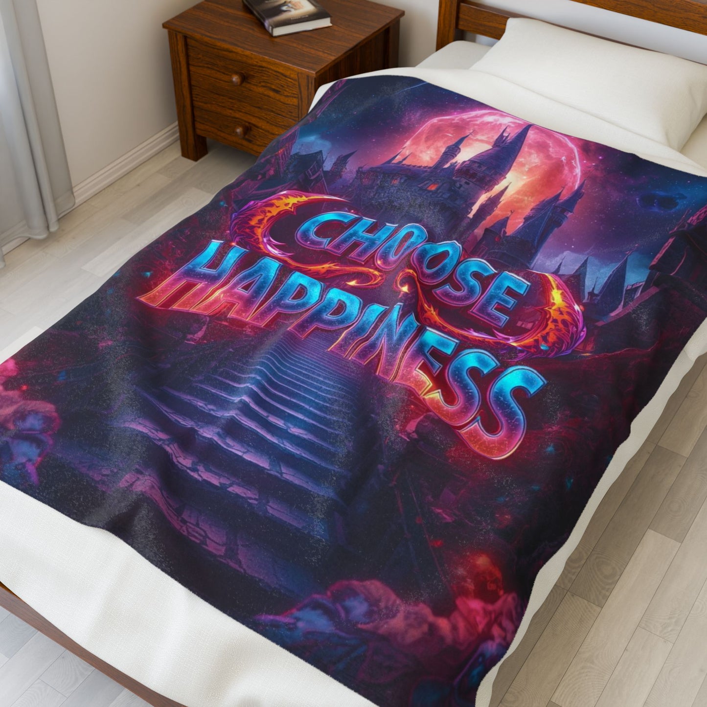 Choose Happiness Velveteen Plush Blanket
