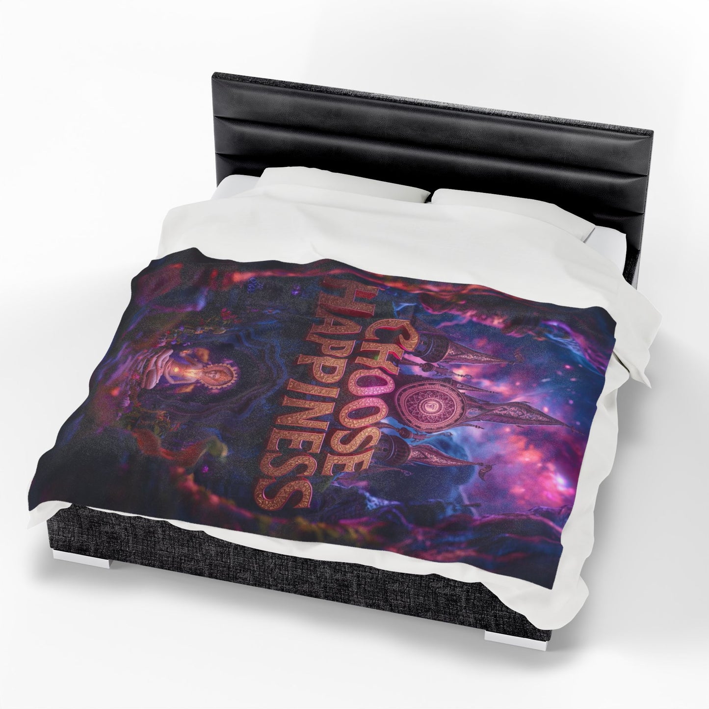 Choose Happiness Velveteen Plush Blanket