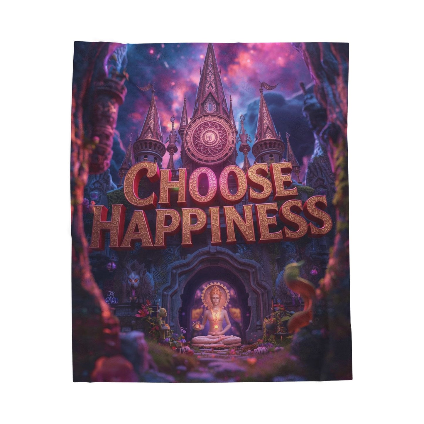 Choose Happiness Velveteen Plush Blanket