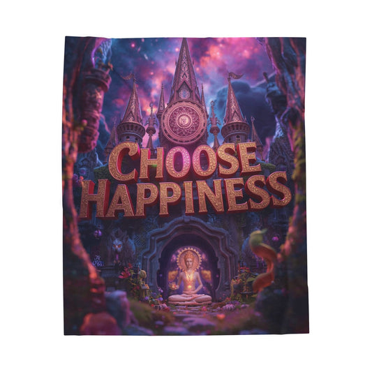 Choose Happiness Velveteen Plush Blanket