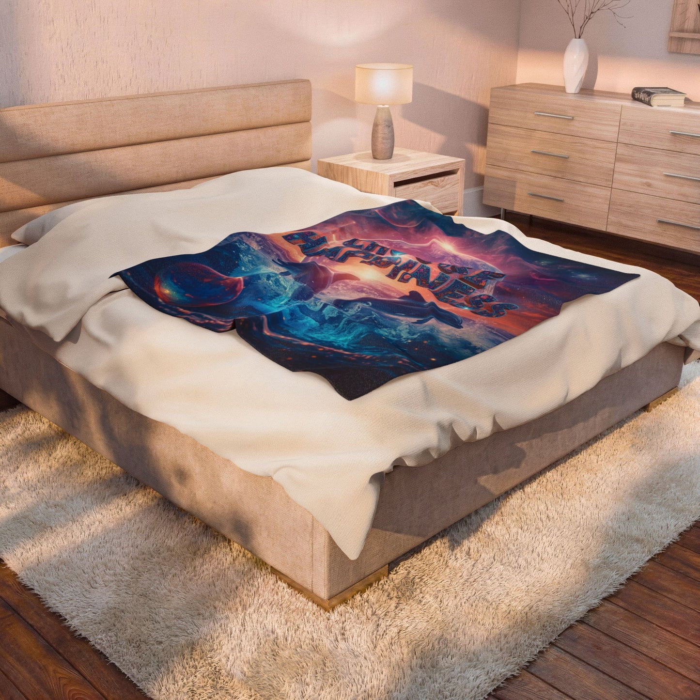 Choose Happiness Velveteen Plush Blanket Cozy Throw