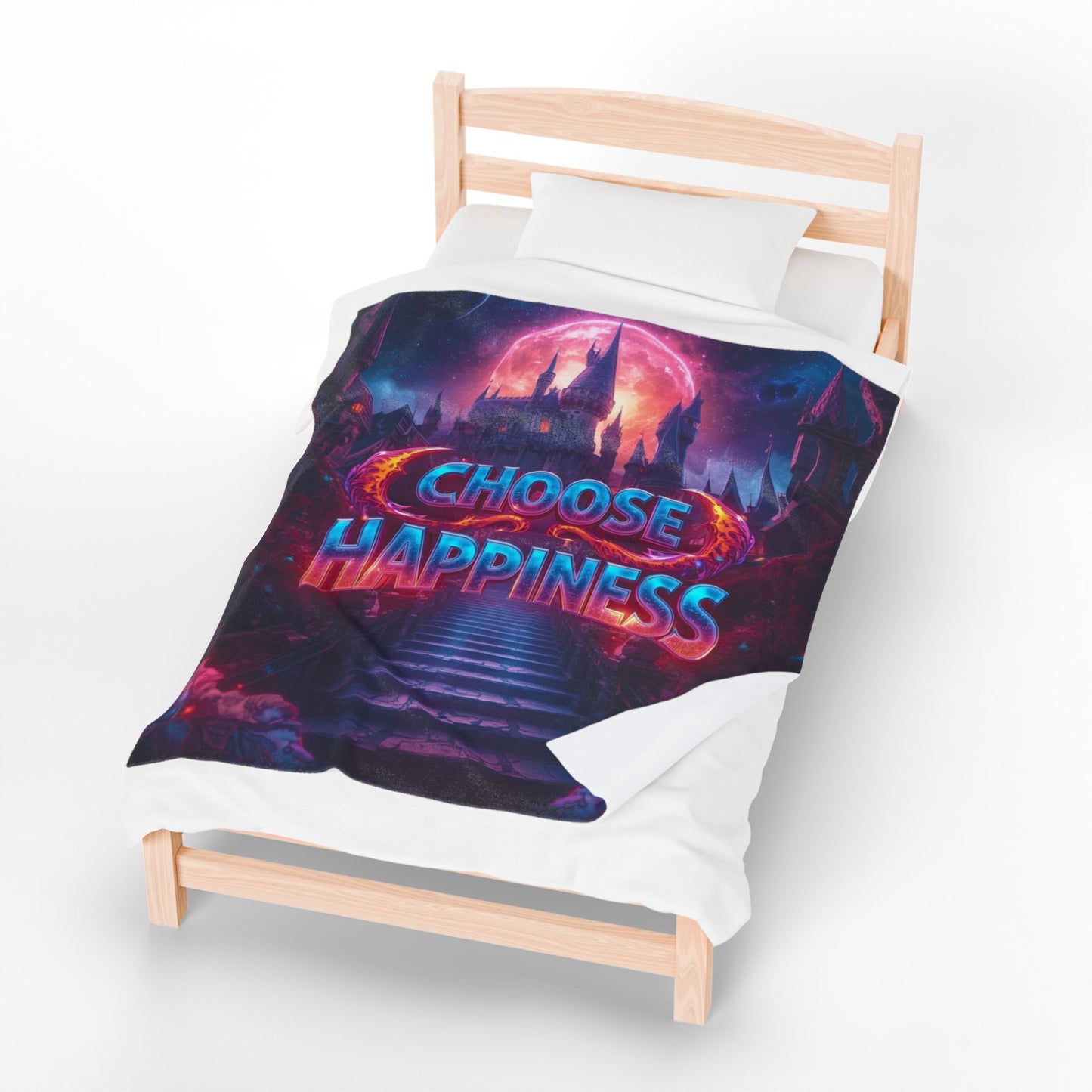 Choose Happiness Velveteen Plush Blanket